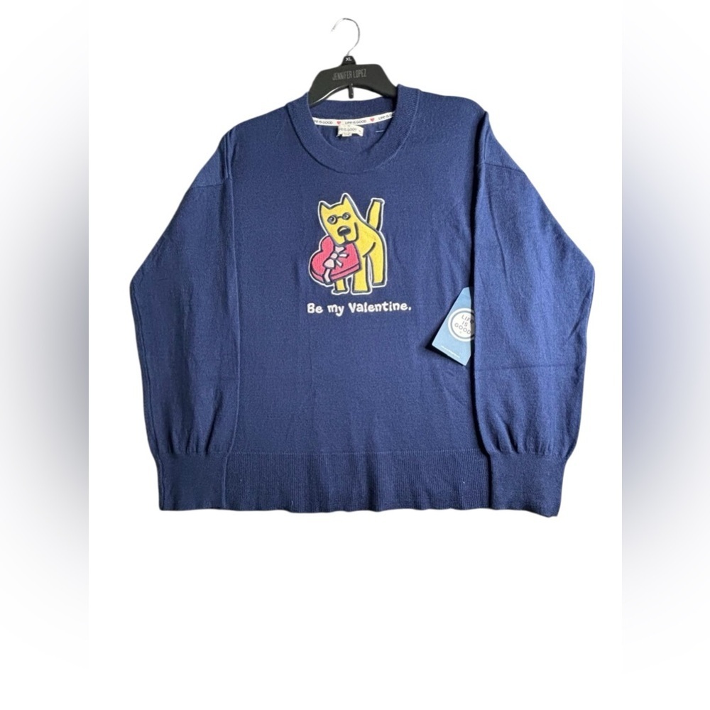 Life Is Good Navy Blue Sweatshirt with Heart Accent
